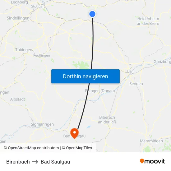 Birenbach to Bad Saulgau map