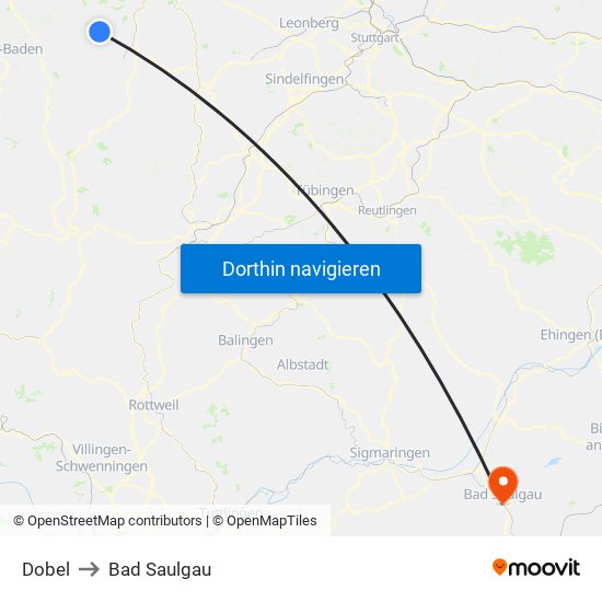 Dobel to Bad Saulgau map