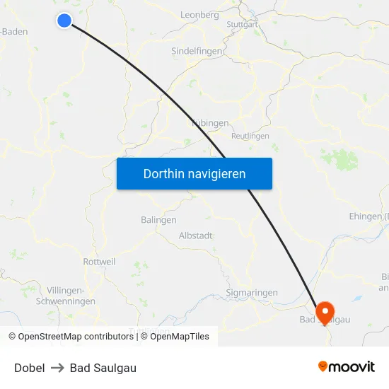 Dobel to Bad Saulgau map