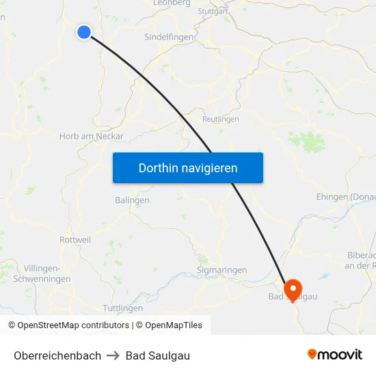Oberreichenbach to Bad Saulgau map