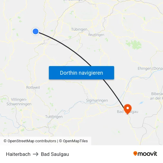 Haiterbach to Bad Saulgau map