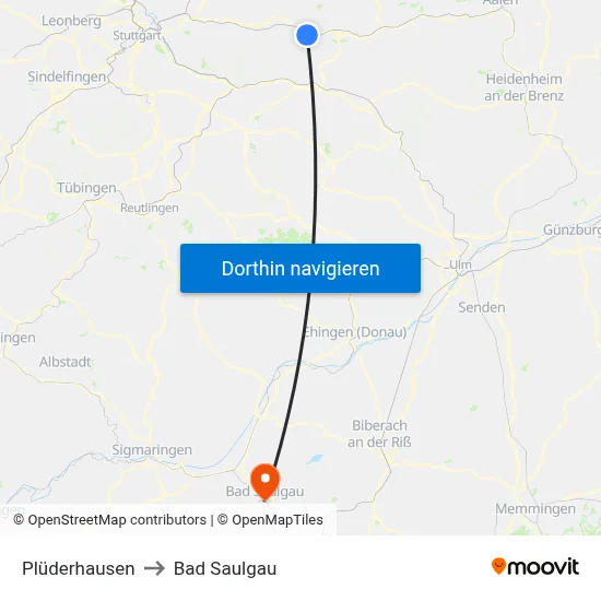 Plüderhausen to Bad Saulgau map