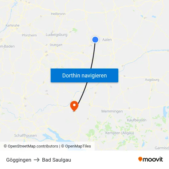 Göggingen to Bad Saulgau map