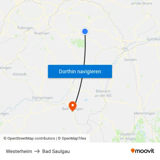 Westerheim to Bad Saulgau map