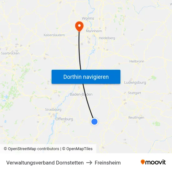 Verwaltungsverband Dornstetten to Freinsheim map