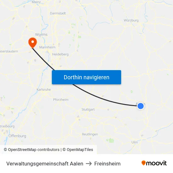 Verwaltungsgemeinschaft Aalen to Freinsheim map