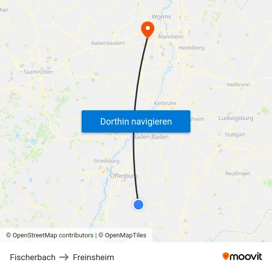 Fischerbach to Freinsheim map