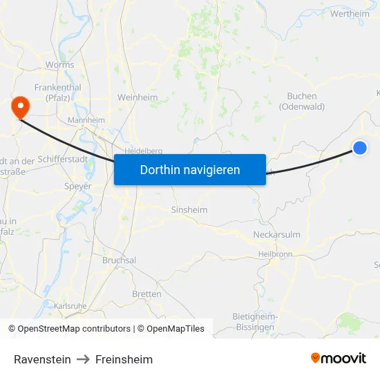 Ravenstein to Freinsheim map