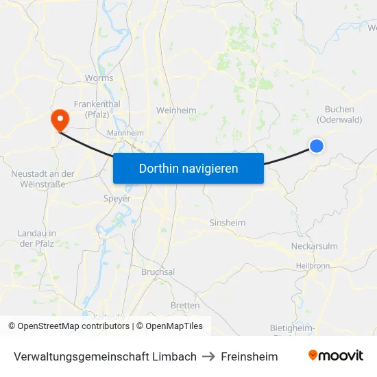 Verwaltungsgemeinschaft Limbach to Freinsheim map