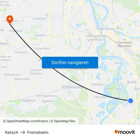 Ketsch to Freinsheim map