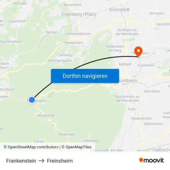 Frankenstein to Freinsheim map