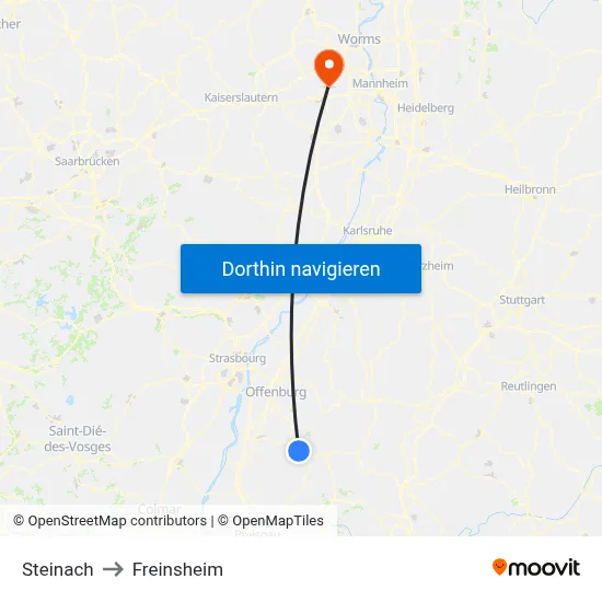Steinach to Freinsheim map