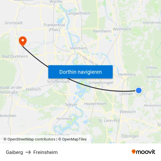 Gaiberg to Freinsheim map