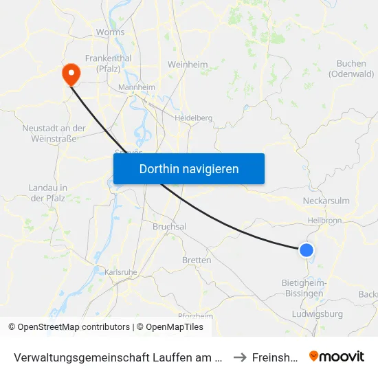 Verwaltungsgemeinschaft Lauffen am Neckar to Freinsheim map