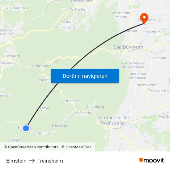 Elmstein to Freinsheim map