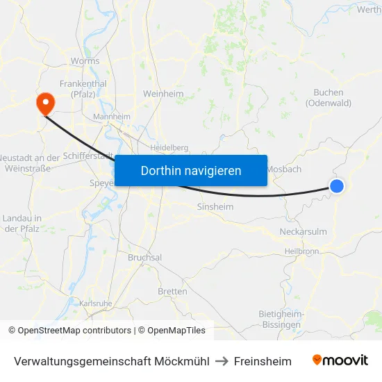 Verwaltungsgemeinschaft Möckmühl to Freinsheim map