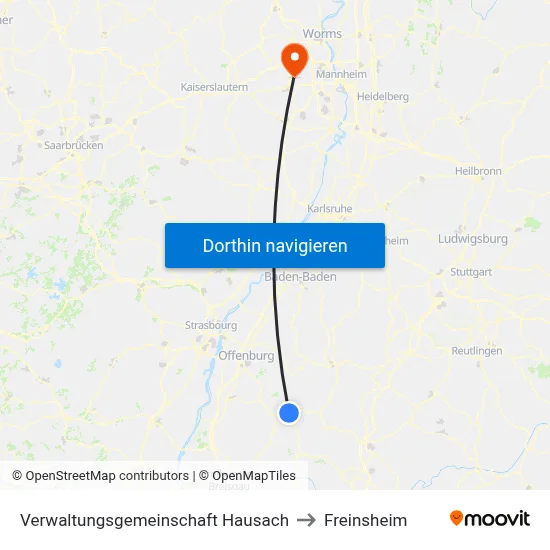Verwaltungsgemeinschaft Hausach to Freinsheim map