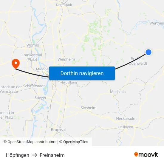 Höpfingen to Freinsheim map