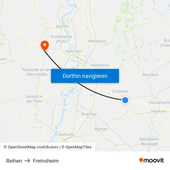 Reihen to Freinsheim map