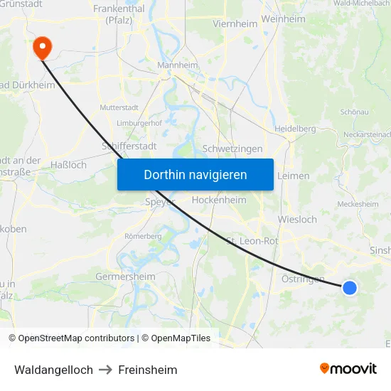 Waldangelloch to Freinsheim map