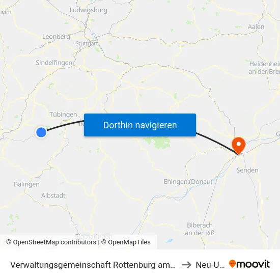 Verwaltungsgemeinschaft Rottenburg am Neckar to Neu-Ulm map