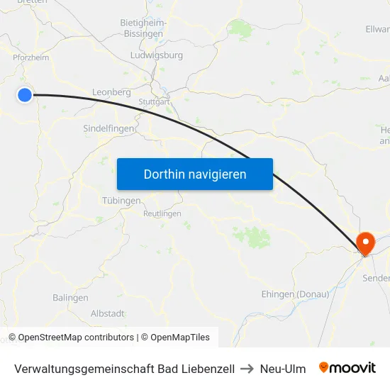 Verwaltungsgemeinschaft Bad Liebenzell to Neu-Ulm map