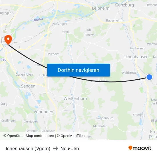 Ichenhausen (Vgem) to Neu-Ulm map