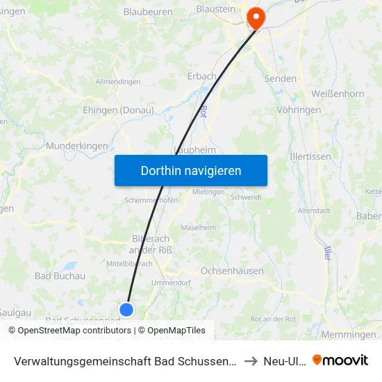 Verwaltungsgemeinschaft Bad Schussenried to Neu-Ulm map