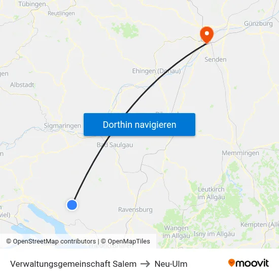 Verwaltungsgemeinschaft Salem to Neu-Ulm map