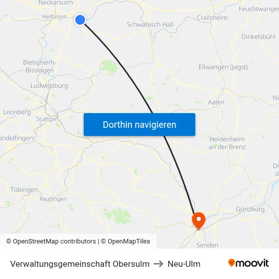 Verwaltungsgemeinschaft Obersulm to Neu-Ulm map