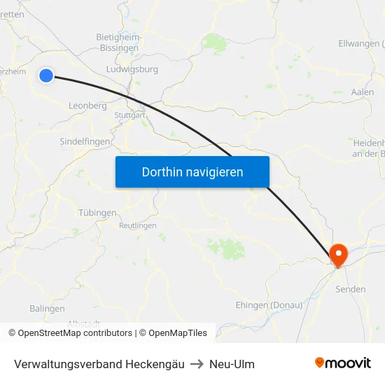 Verwaltungsverband Heckengäu to Neu-Ulm map