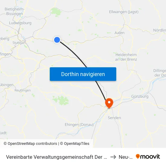 Vereinbarte Verwaltungsgemeinschaft Der Stadt Schorndorf to Neu-Ulm map