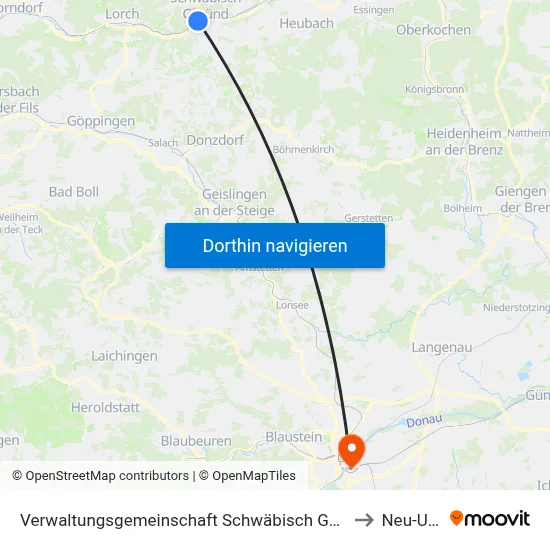 Verwaltungsgemeinschaft Schwäbisch Gmünd to Neu-Ulm map