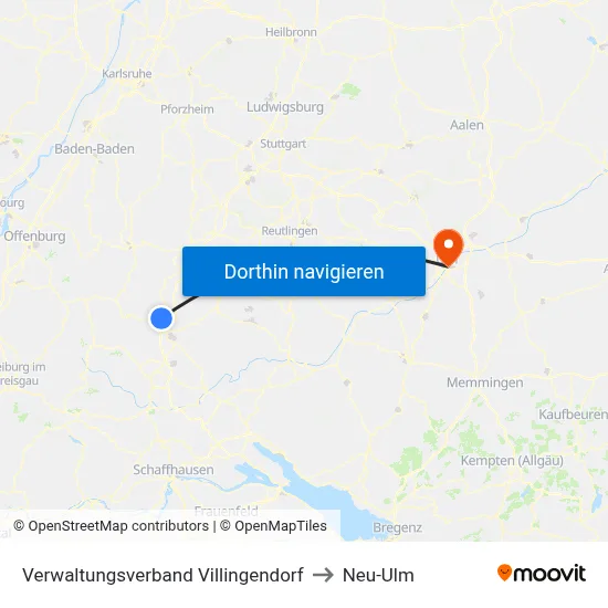 Verwaltungsverband Villingendorf to Neu-Ulm map