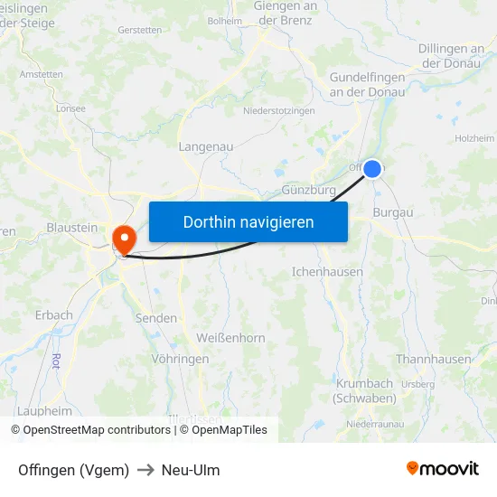 Offingen (Vgem) to Neu-Ulm map