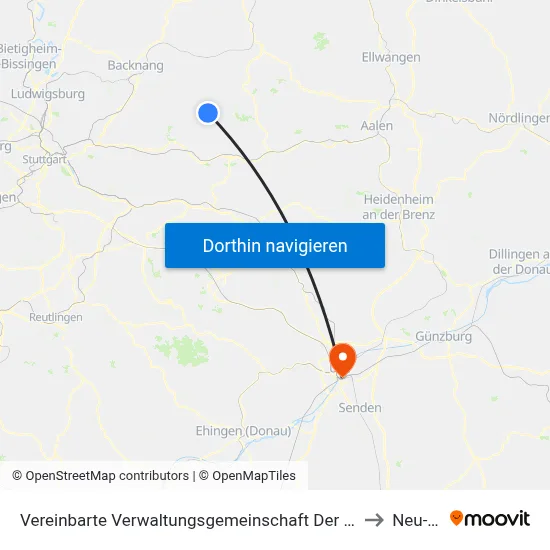 Vereinbarte Verwaltungsgemeinschaft Der Stadt Welzheim to Neu-Ulm map