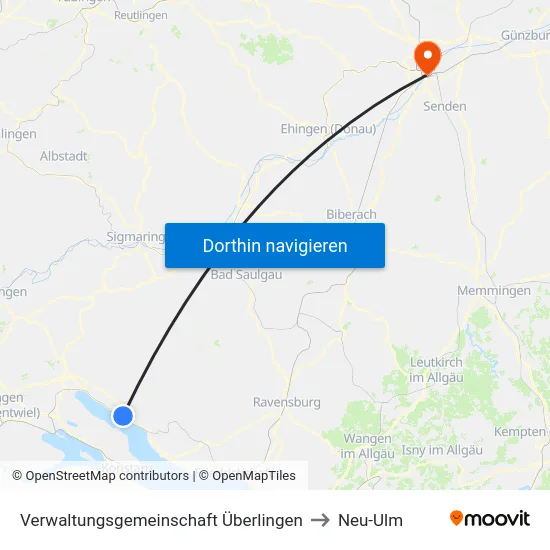 Verwaltungsgemeinschaft Überlingen to Neu-Ulm map