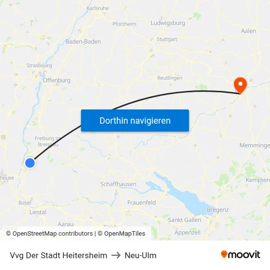 Vvg Der Stadt Heitersheim to Neu-Ulm map