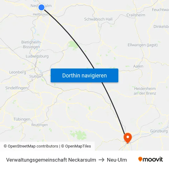 Verwaltungsgemeinschaft Neckarsulm to Neu-Ulm map