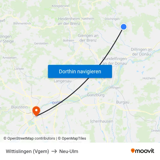 Wittislingen (Vgem) to Neu-Ulm map