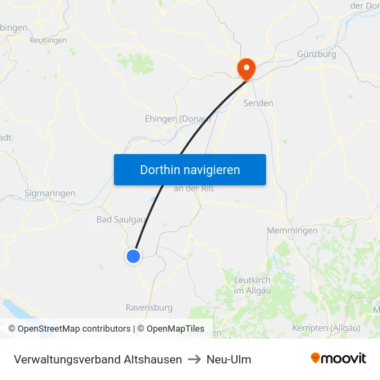 Verwaltungsverband Altshausen to Neu-Ulm map