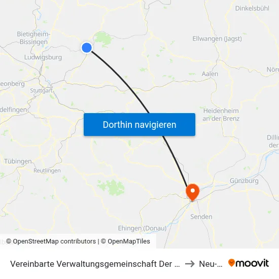Vereinbarte Verwaltungsgemeinschaft Der Stadt Backnang to Neu-Ulm map