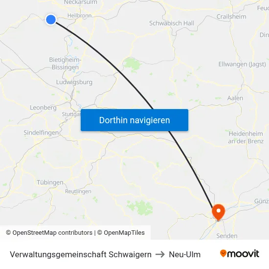 Verwaltungsgemeinschaft Schwaigern to Neu-Ulm map