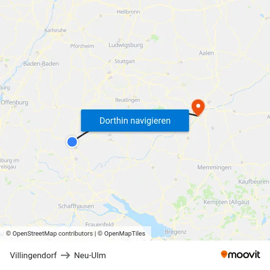 Villingendorf to Neu-Ulm map