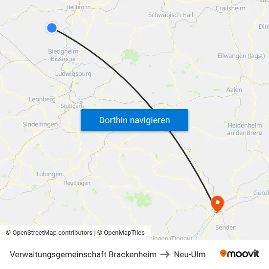 Verwaltungsgemeinschaft Brackenheim to Neu-Ulm map