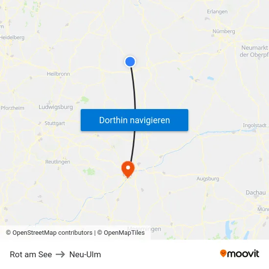 Rot am See to Neu-Ulm map