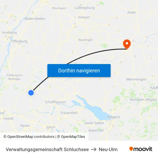 Verwaltungsgemeinschaft Schluchsee to Neu-Ulm map