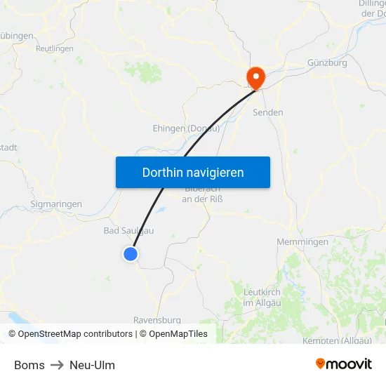 Boms to Neu-Ulm map