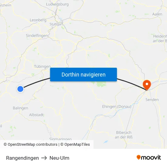 Rangendingen to Neu-Ulm map