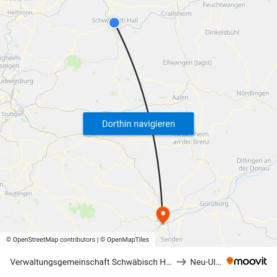 Verwaltungsgemeinschaft Schwäbisch Hall to Neu-Ulm map